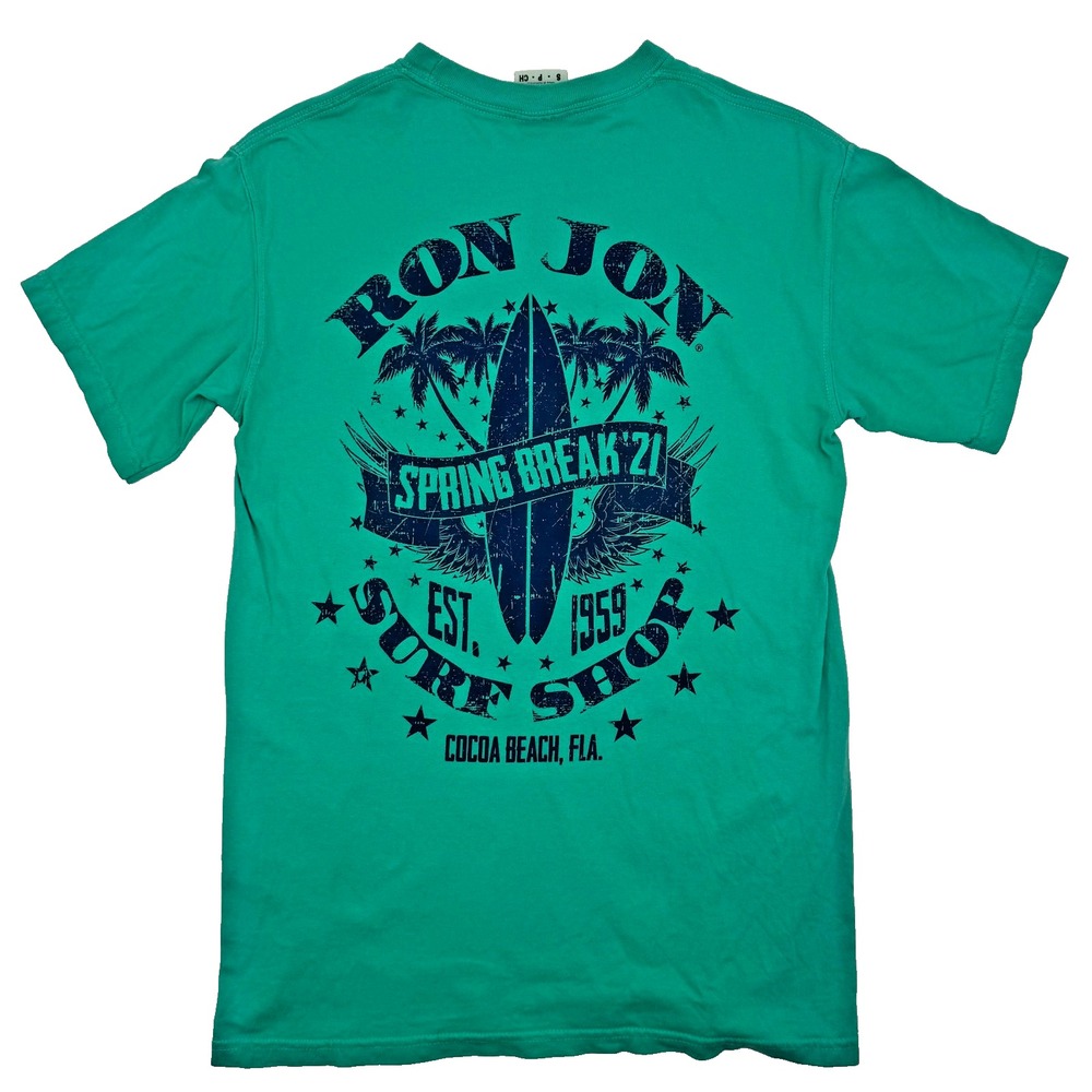 Brand New Ron Jon T-Shirt Men's Green Small Cotton Spring Break '21 Surf Shop